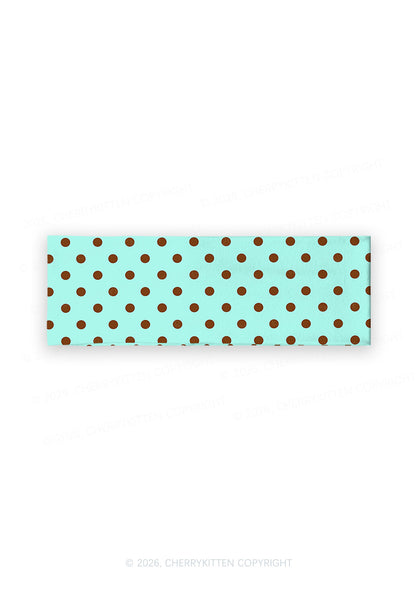 Brown Dots On Mint Green Y2K Print Headband Cherrykitten