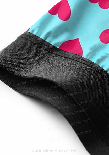 Pink Heart On Blue Valentine's Day Y2K Print Couples Boxer Briefs Set Cherrykitten