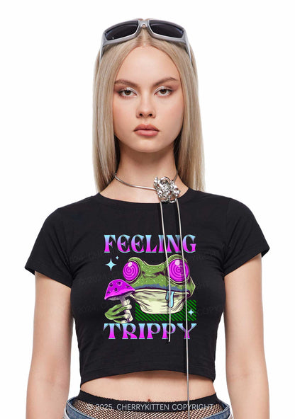 Frog Feeling Trippy Y2K Baby Tee Cherrykitten