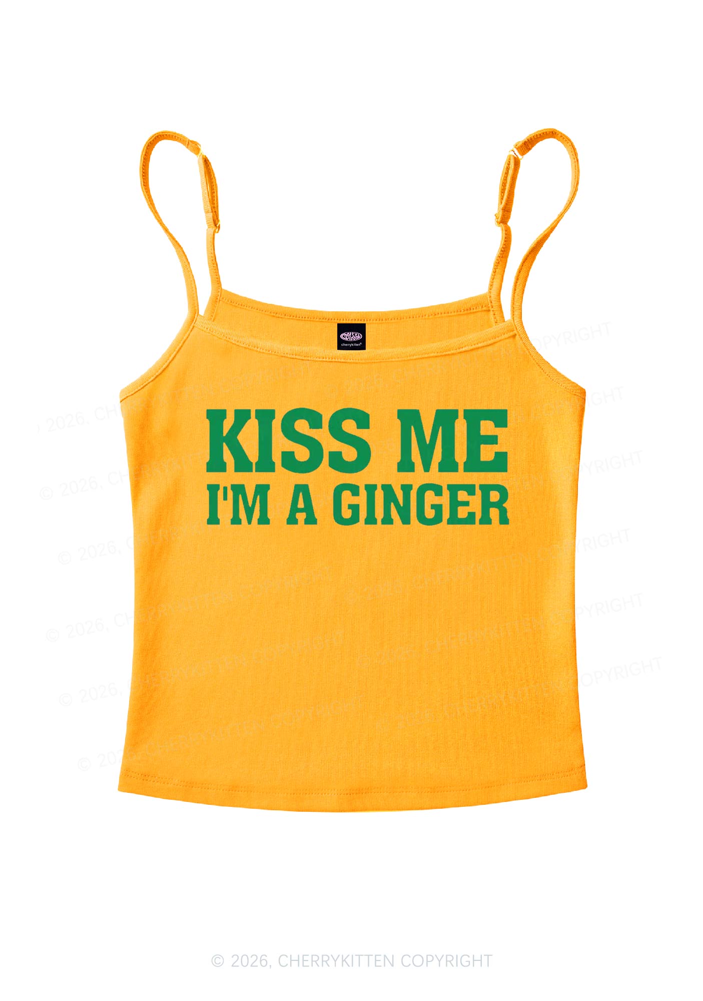 Kiss Me Im Ginger St Patricks Y2K Spaghetti Strap Cami Cherrykitten