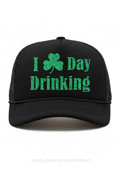 Glitter I Love Day Drinking St Patricks Y2K Trucker Hat Cherrykitten