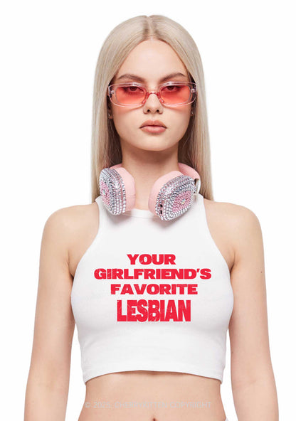 Your GF Favorite Lesbian Pride Y2K Crop Tank Top Cherrykitten