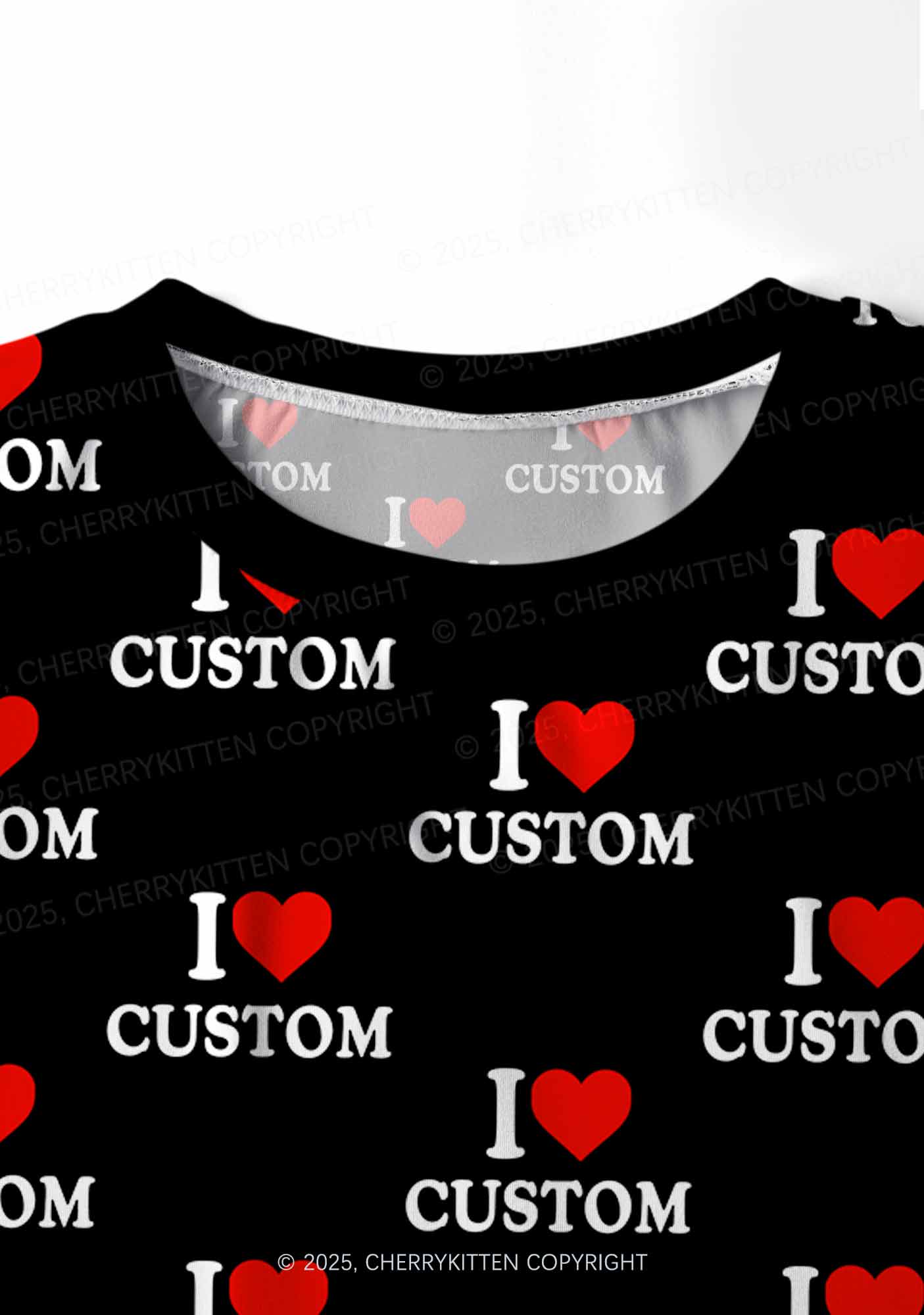 I Love Custom Valentine's Day Y2K Print Long Sleeve Pajama Set Cherrykitten