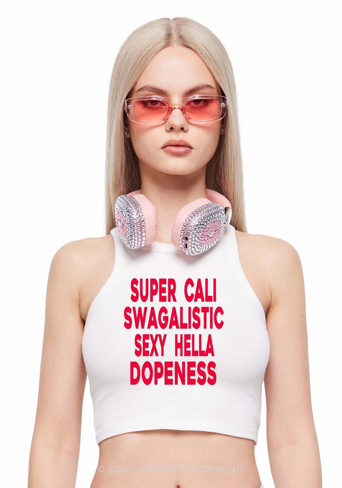 Super Cali Swagalistic Y2K Crop Tank Top Cherrykitten