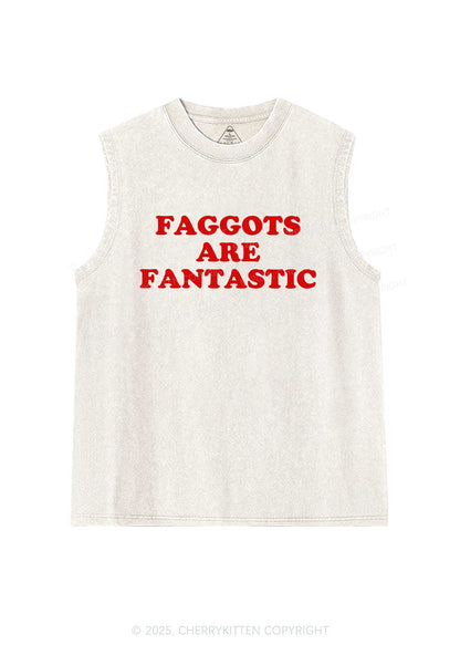 Faggots Are Fantastic Pride Y2K Washed Muscle Tank Cherrykitten