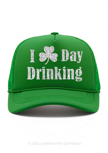 Glitter I Love Day Drinking St Patricks Y2K Trucker Hat Cherrykitten