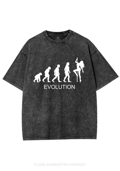 Evolution Pole Dancer Silhouette Y2K Shirts Washed Tee Cherrykitten