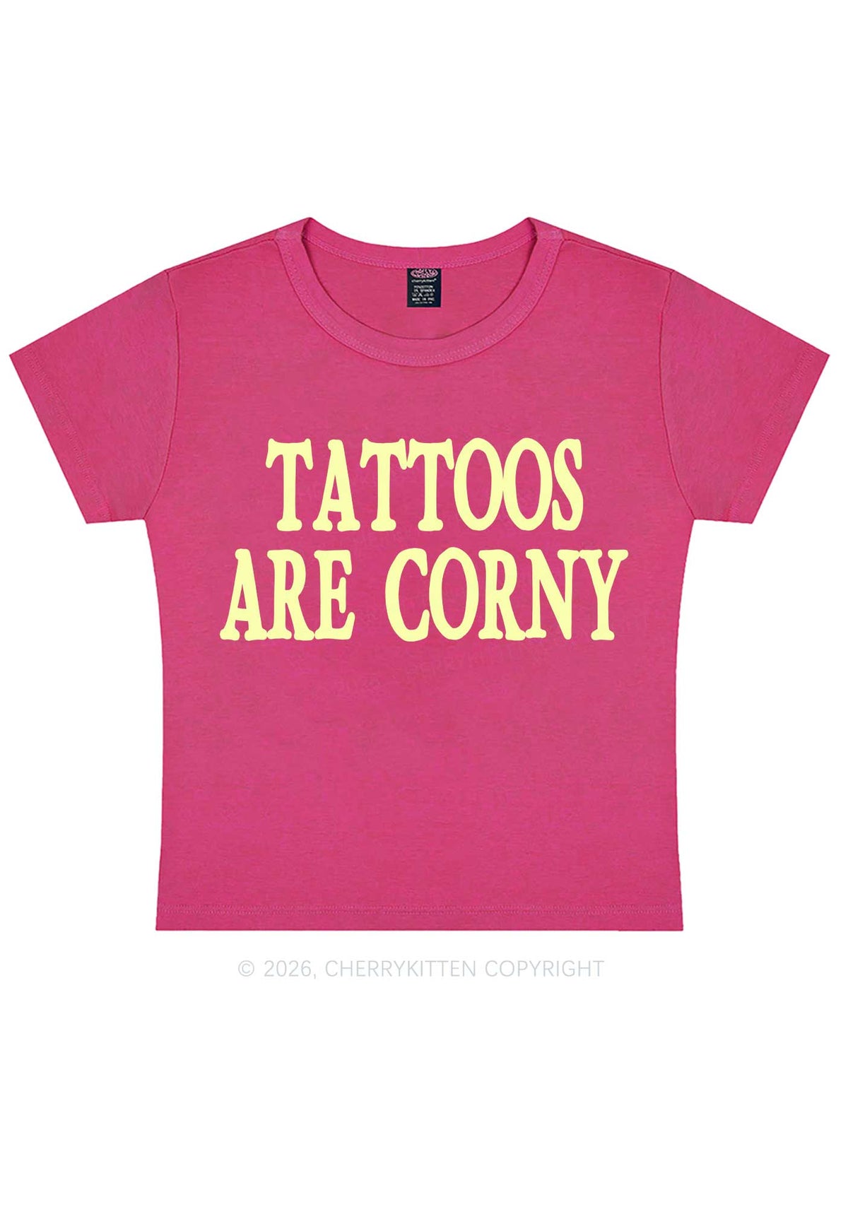 Tattoos Are Corny Y2K Baby Tee Cherrykitten
