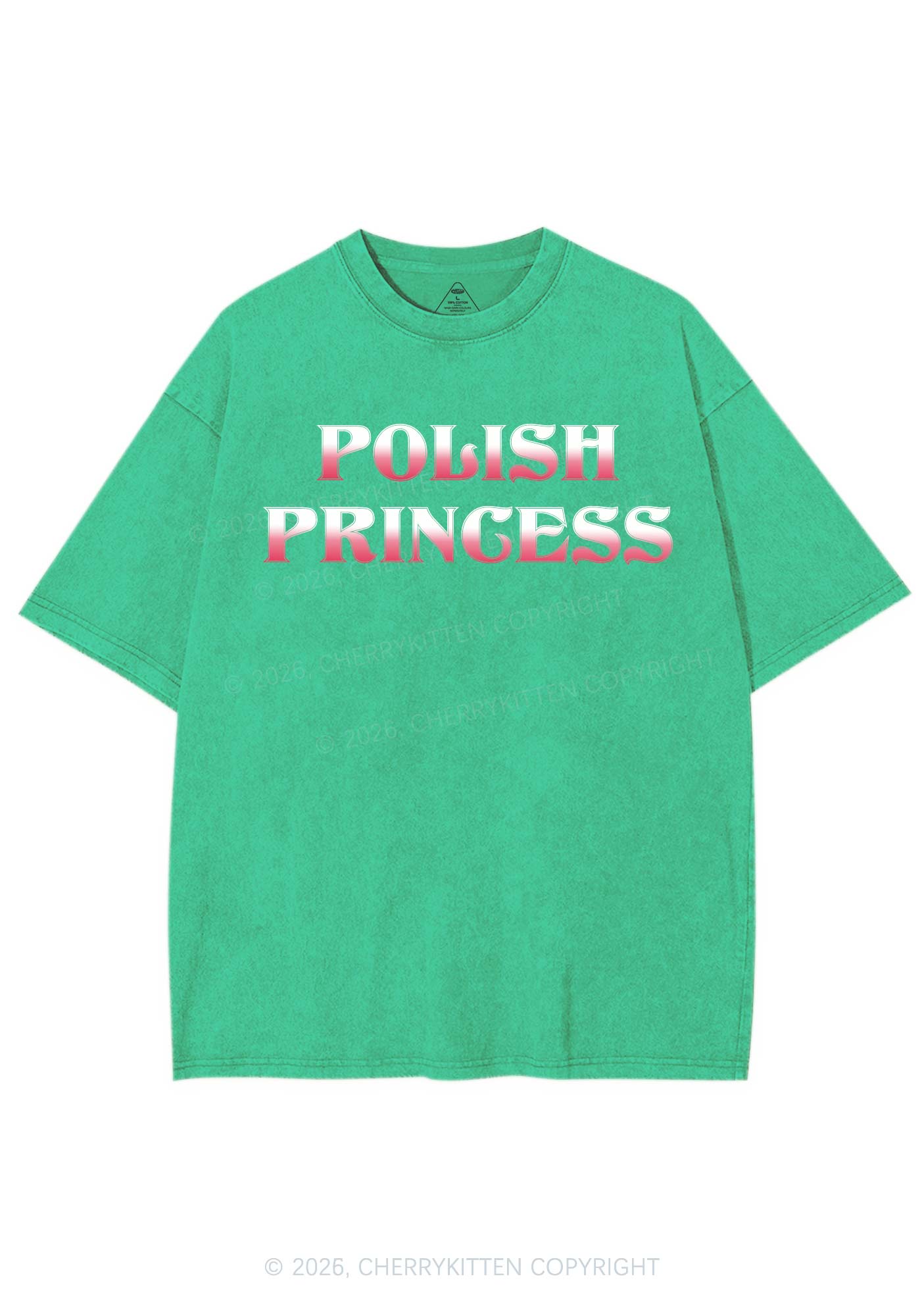 Polish Princess St Patricks Y2K Shirts Washed Tee Cherrykitten