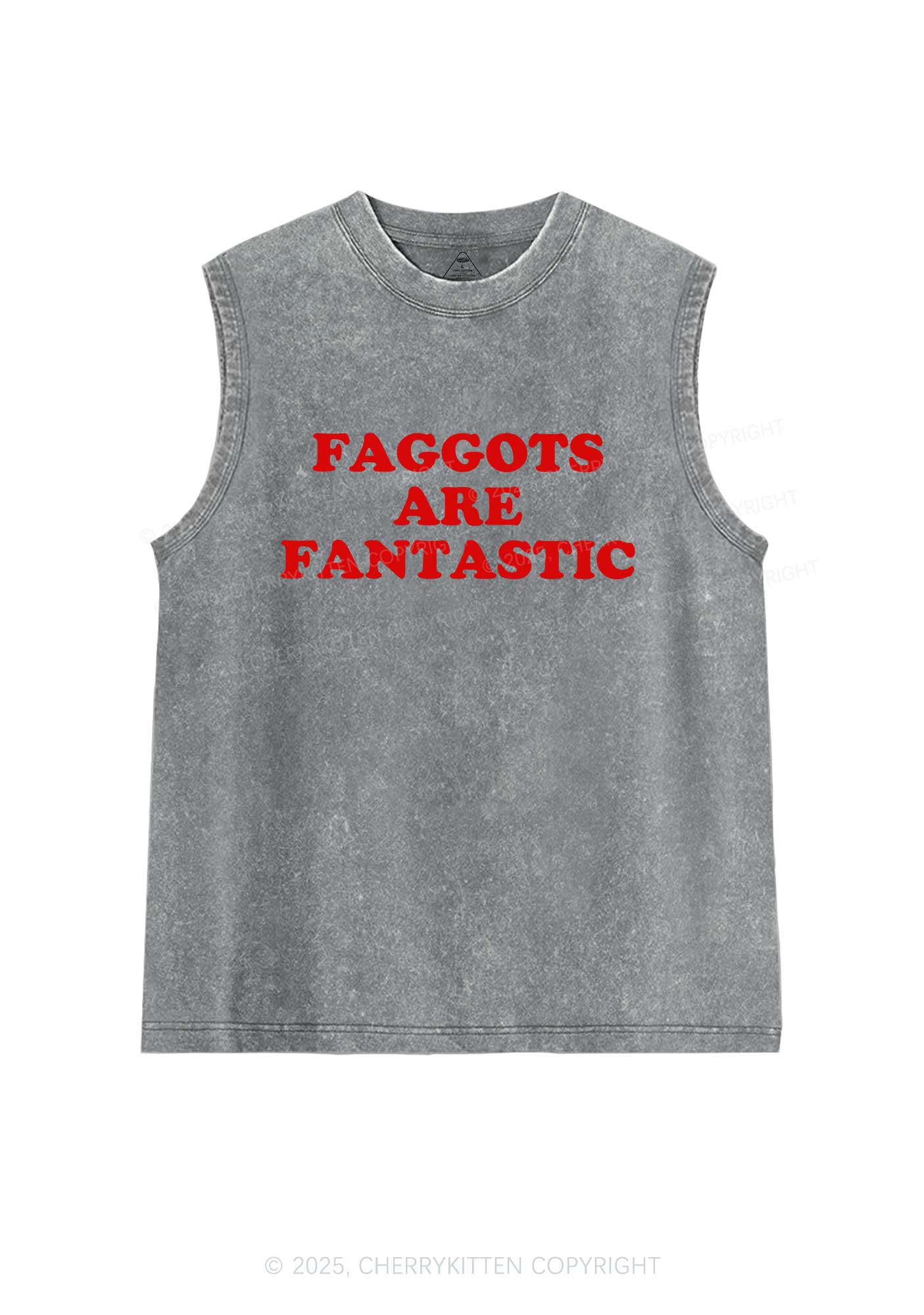 Faggots Are Fantastic Pride Y2K Washed Muscle Tank Cherrykitten