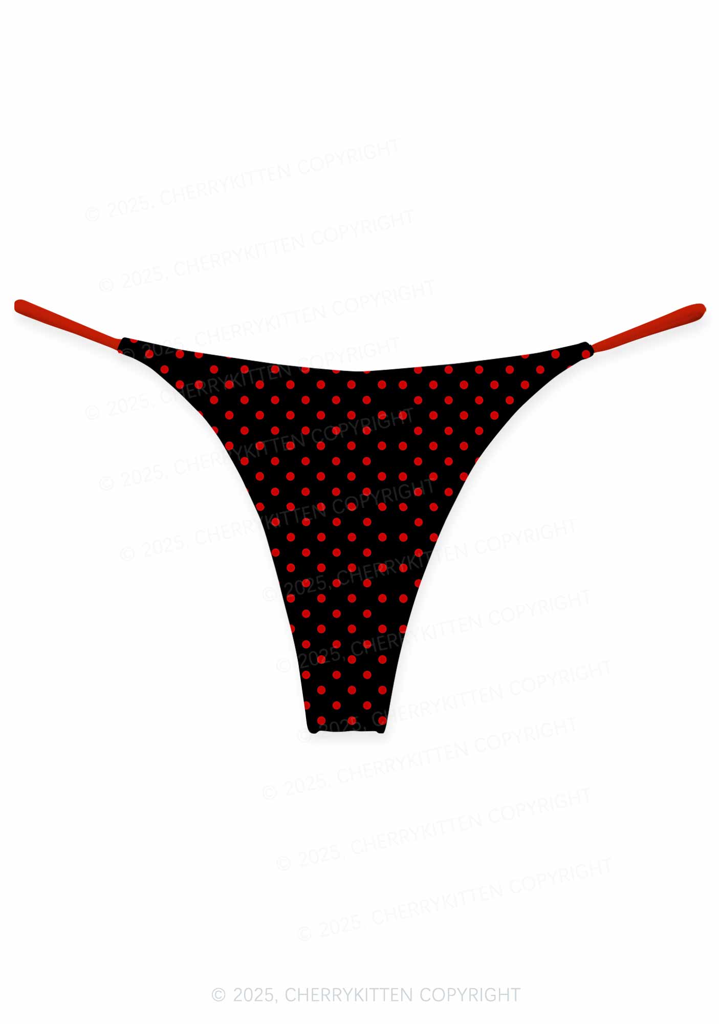 Red Dots On Black Valentine's Day Y2K Print Couples Thong Set Cherrykitten