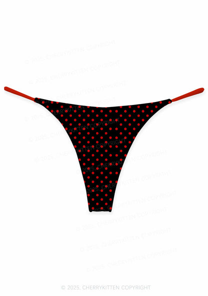 Red Dots On Black Valentine's Day Y2K Print Couples Thong Set Cherrykitten