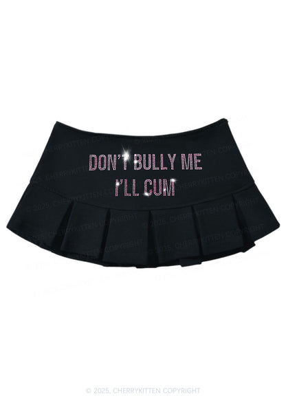 Rhinestone Dont Bully Me Y2K Mini Pleated Skirts Cherrykitten