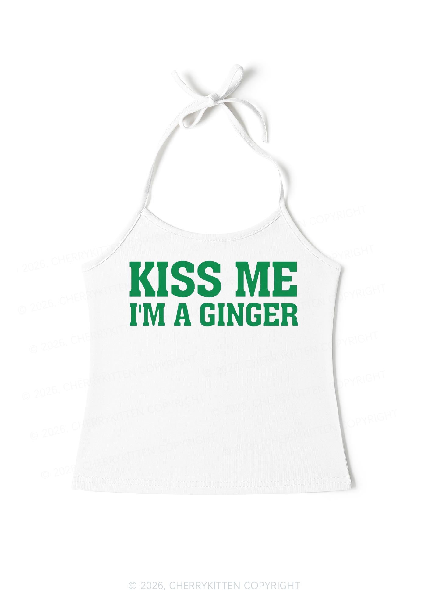 Kiss Me Im Ginger St Patricks Y2K Halter Neck Cami Cherrykitten