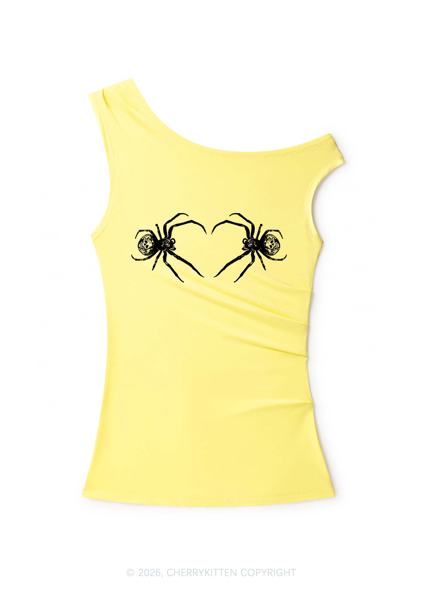 Skull Spider Y2K Off Shoulder Tank Top Cherrykitten