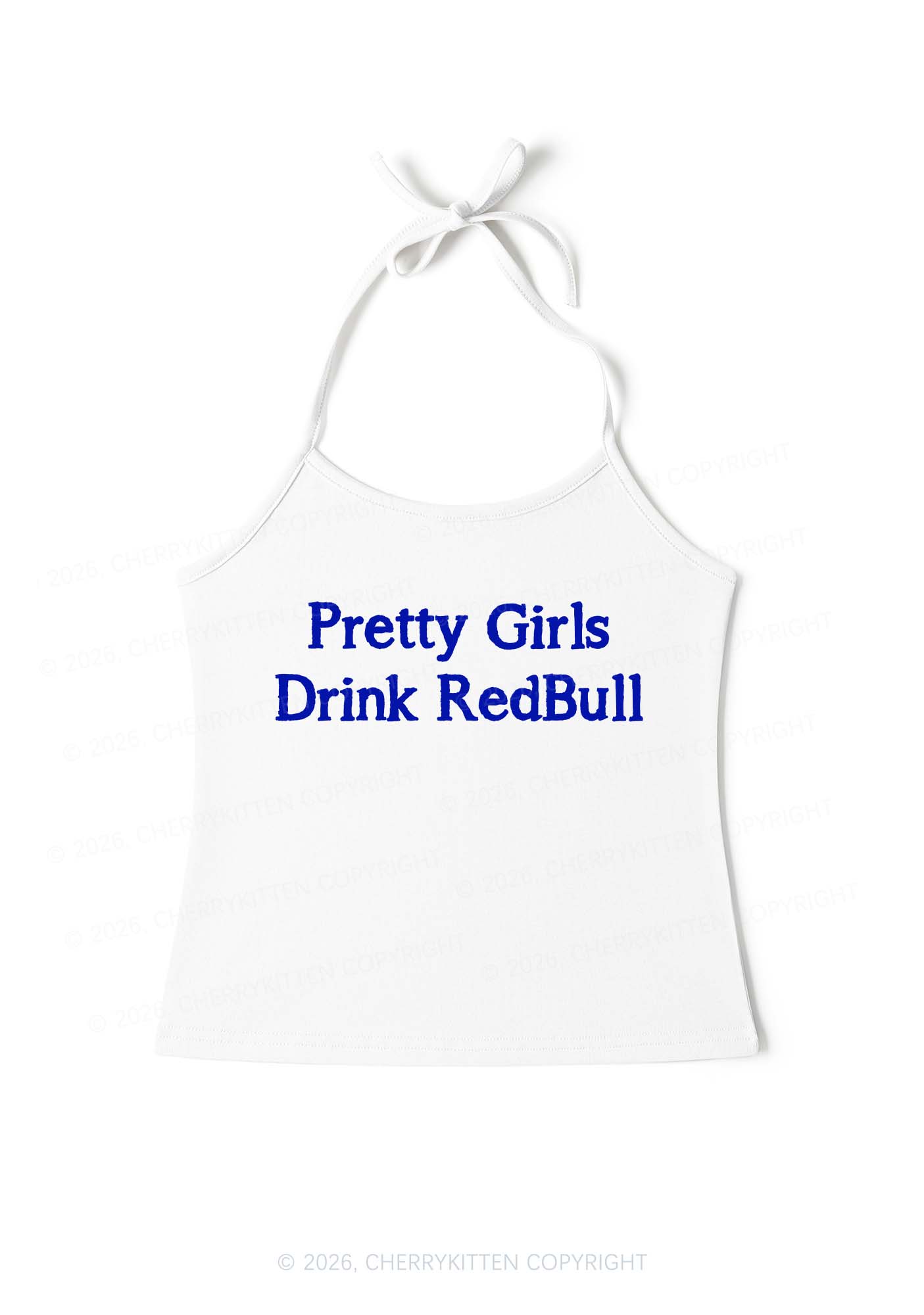 Pretty Girls Drink Red Y2K Halter Neck Cami Cherrykitten