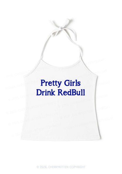 Pretty Girls Drink Red Y2K Halter Neck Cami Cherrykitten