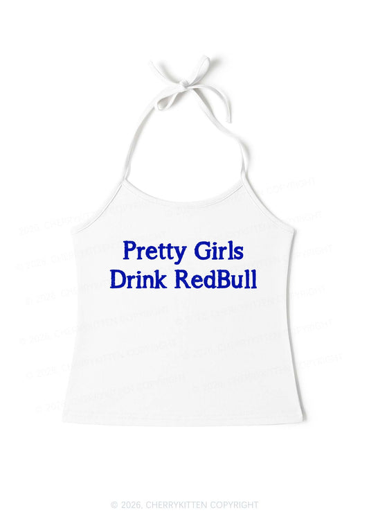 Pretty Girls Drink Red Y2K Halter Neck Cami Cherrykitten