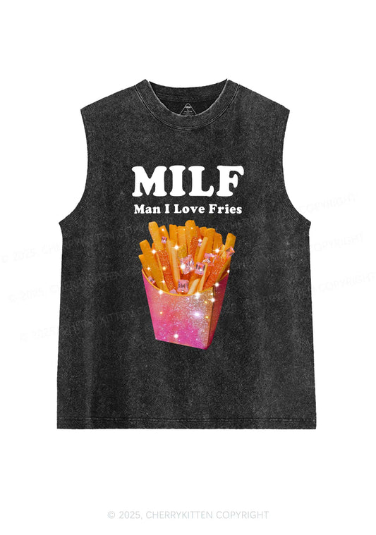 Man I Love Fries Y2K Washed Muscle Tank Cherrykitten