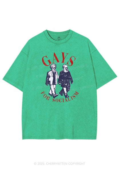 Gays For Socialism Pride Y2K Shirts Washed Tee Cherrykitten