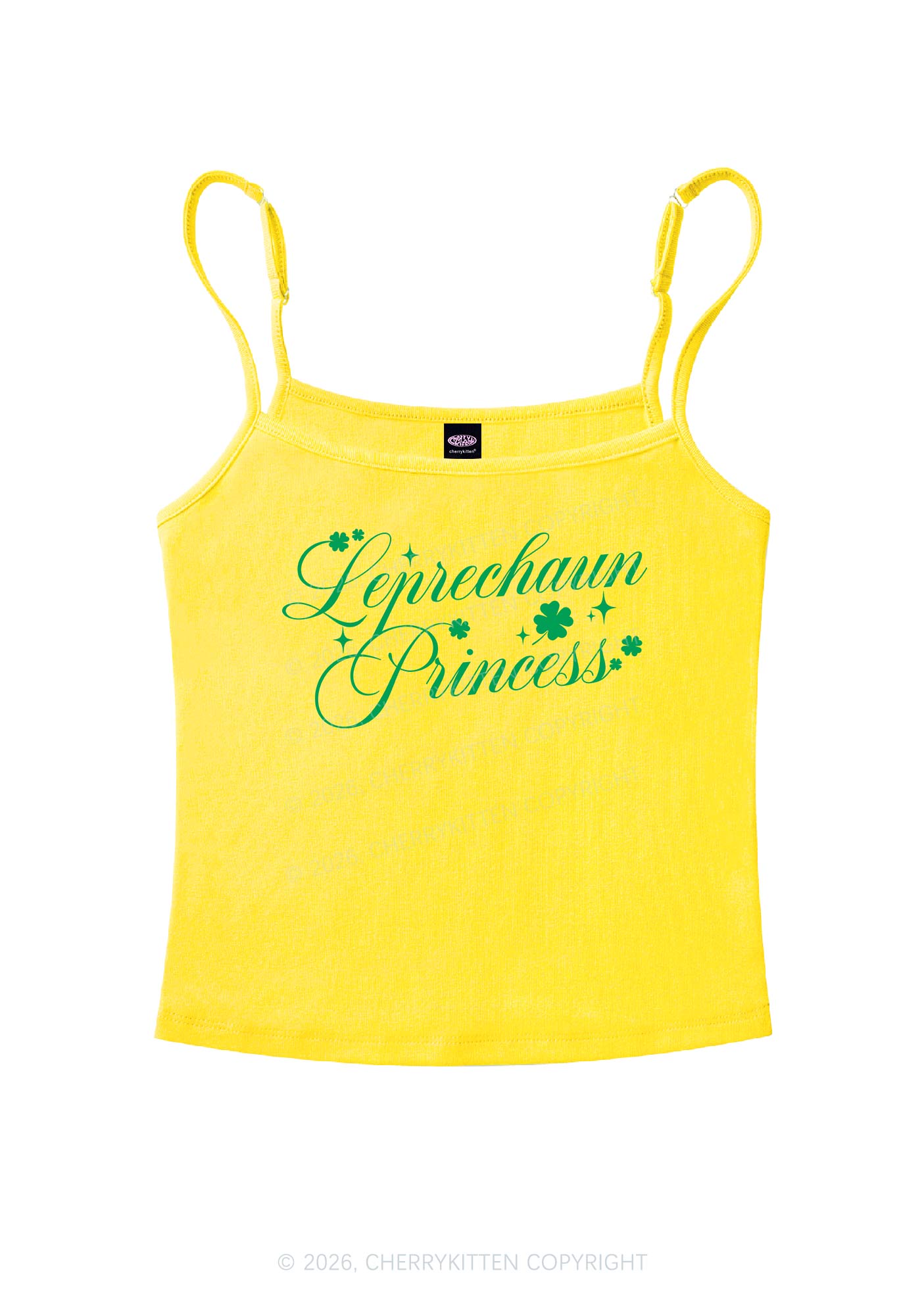 Leprechaun Princess St Patricks Y2K Spaghetti Strap Cami Cherrykitten