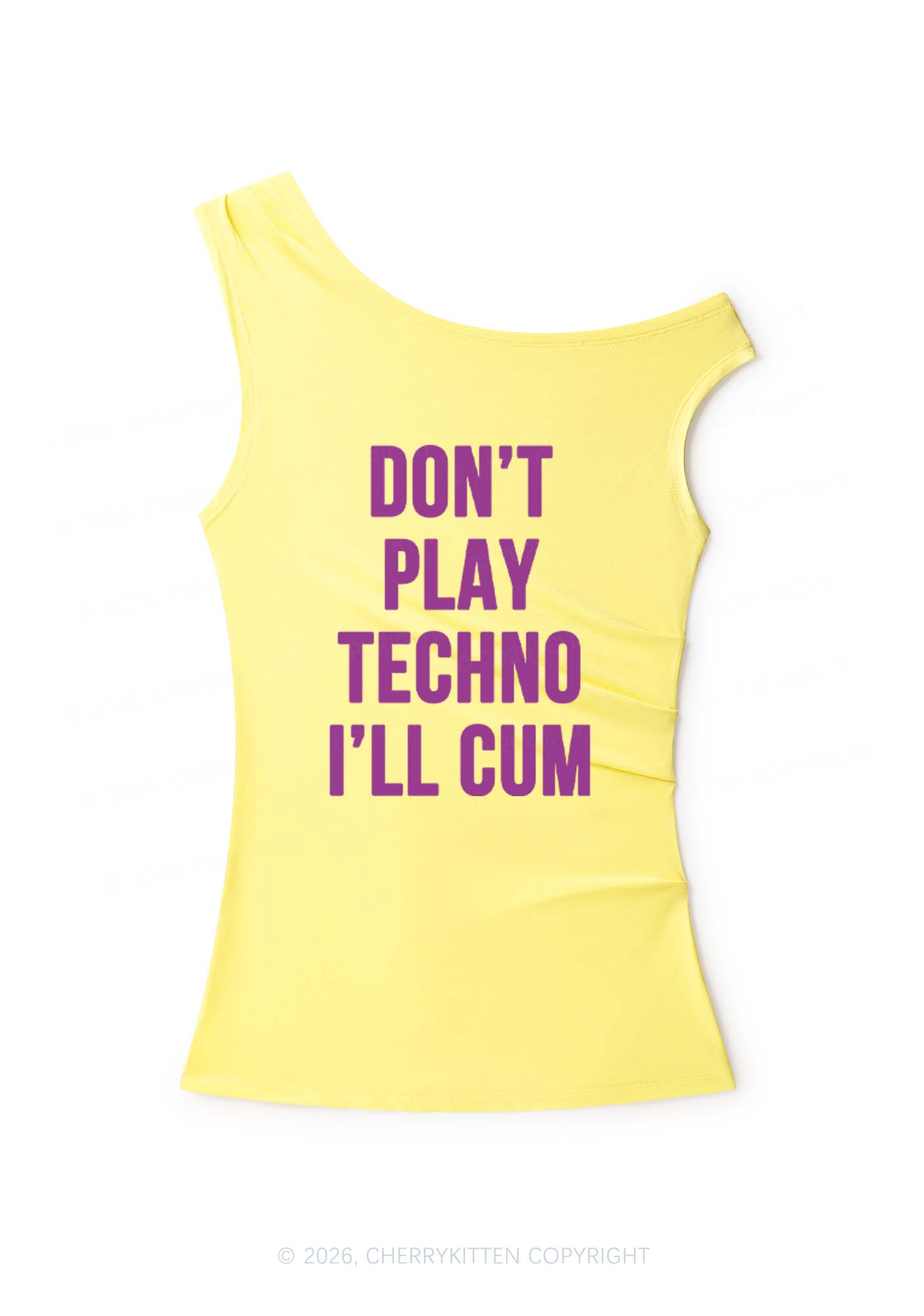 Dont Play Techno Y2K Off Shoulder Tank Top Cherrykitten