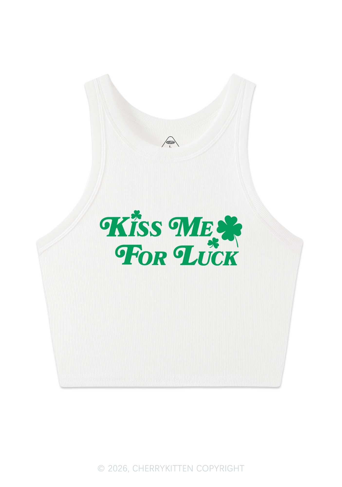 Kiss Me For Luck St Patricks Y2K Crop Tank Top Cherrykitten