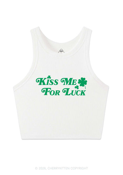 Kiss Me For Luck St Patricks Y2K Crop Tank Top Cherrykitten