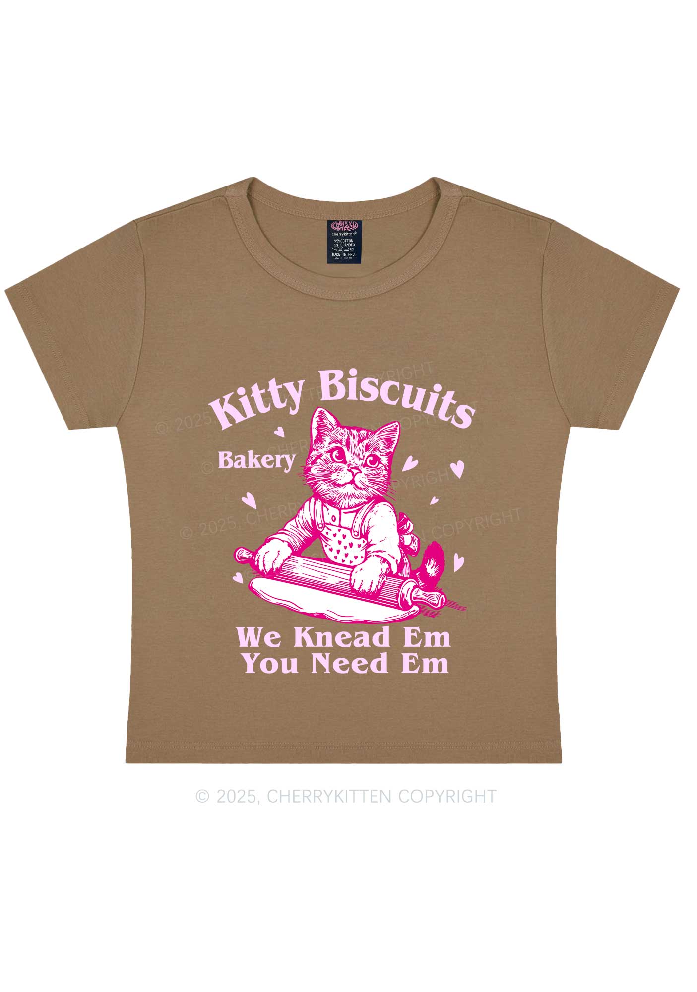 Kitten Biscuits Bakery Valentine's Day Y2K Baby Tee Cherrykitten