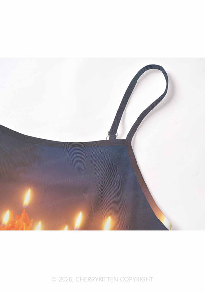 Lesbian Melting Candles Pride Y2K Mesh Cami Tank Cherrykitten