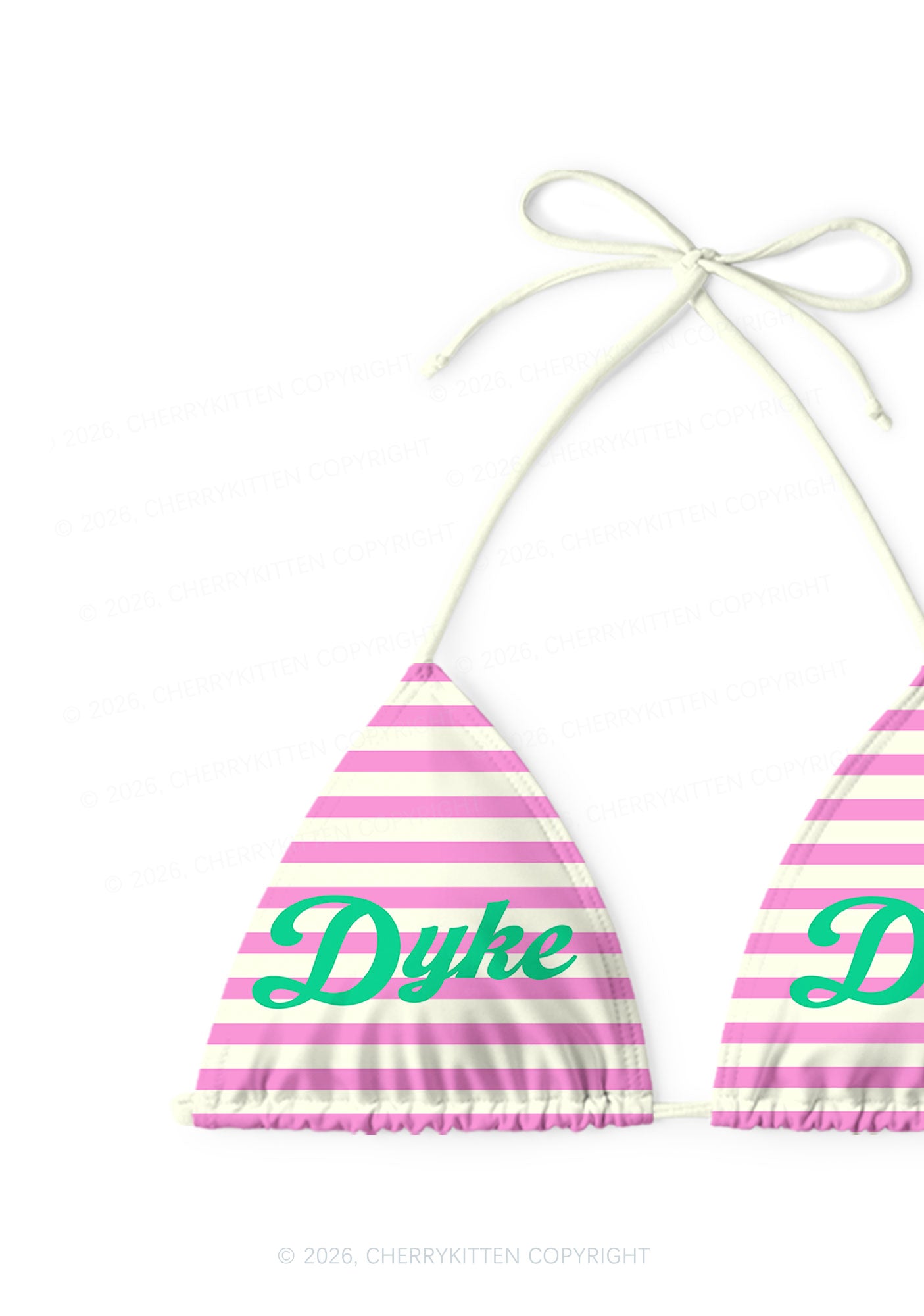 Pink Stripes Dyke Pride Y2K Print Bikini Set Cherrykitten