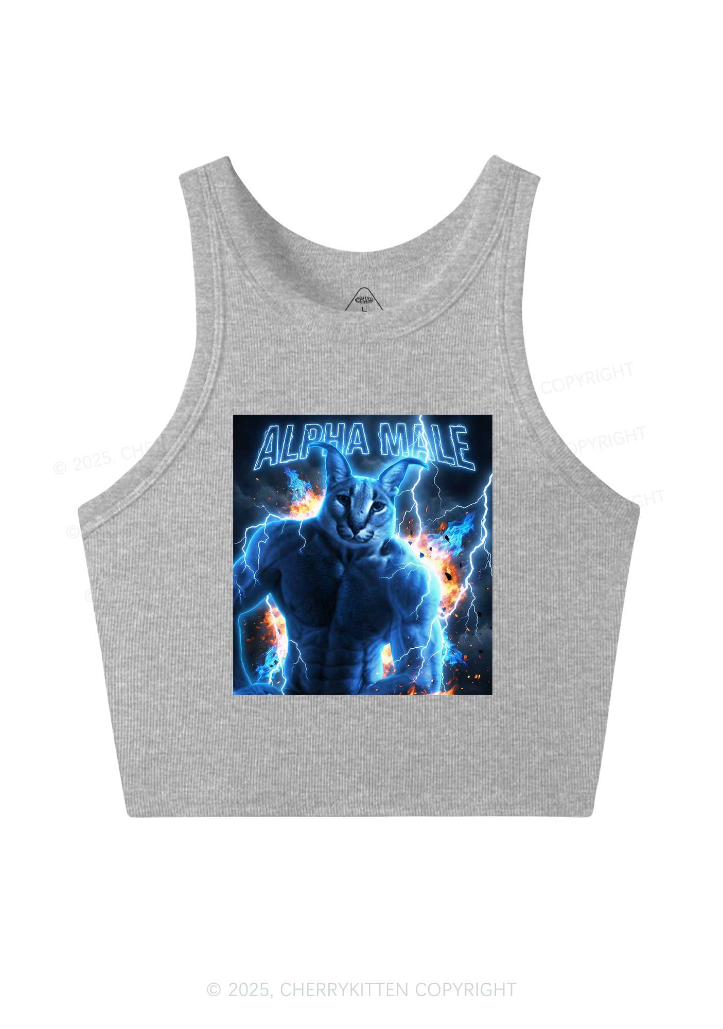 Alpha Male Floppa Y2K Crop Tank Top Cherrykitten