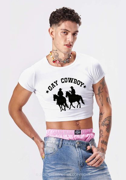 Gay Cowboy Pride Y2K Baby Tee Cherrykitten
