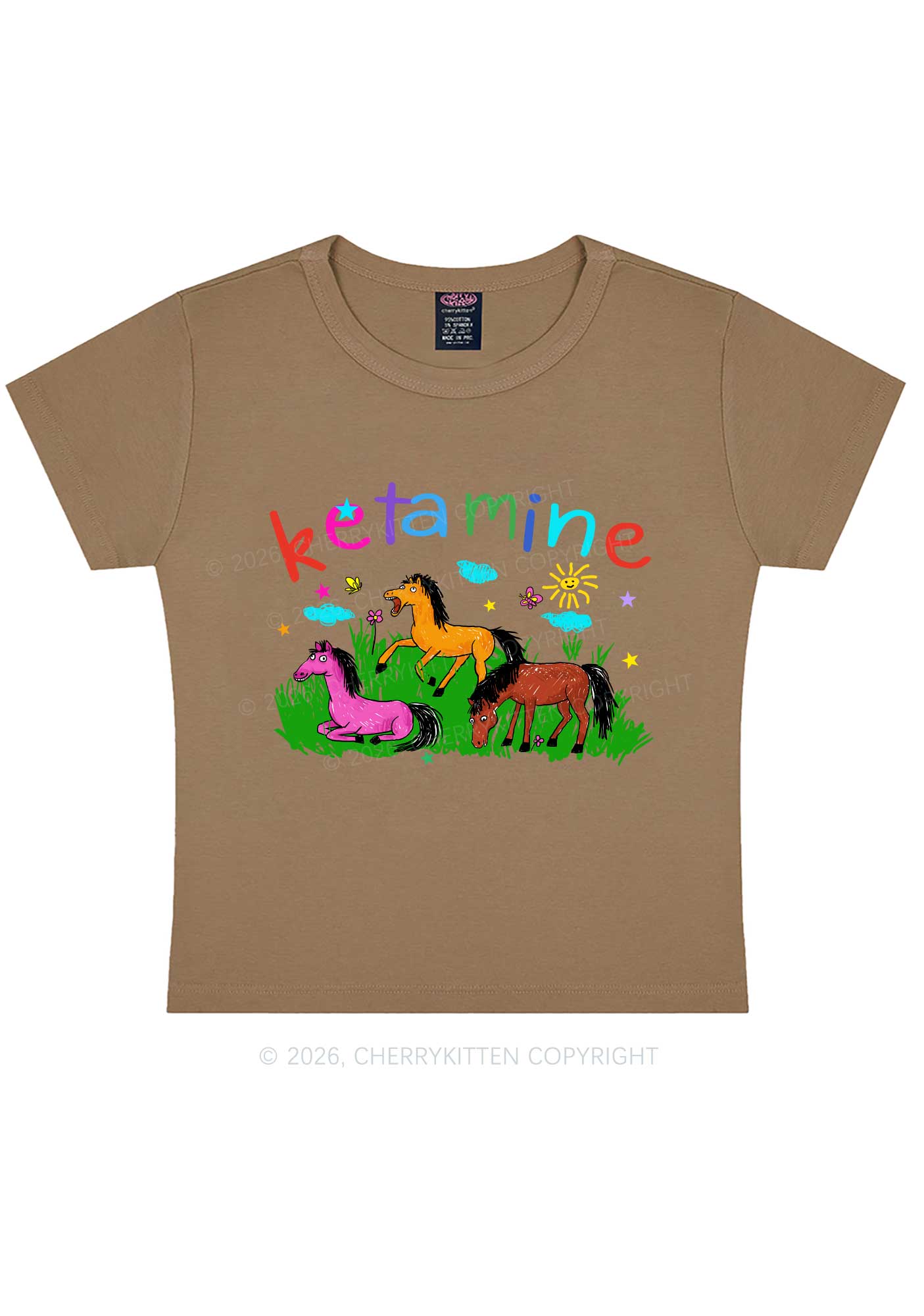 Rainbow K Pony Y2K Baby Tee Cherrykitten
