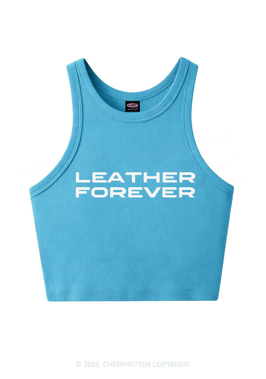 Leather Forever Y2K Crop Tank Top Cherrykitten