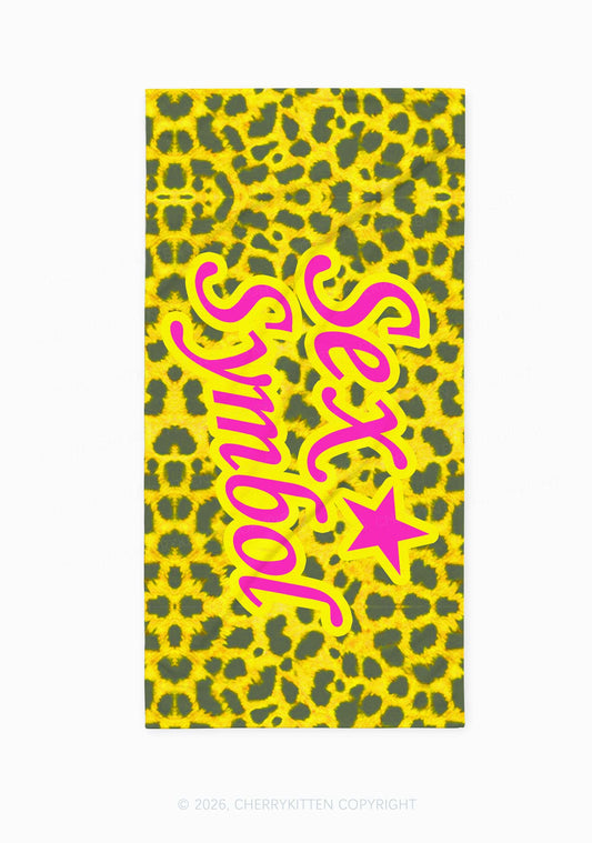 Sx Symbol Leopard Y2K Beach Towel Cherrykitten