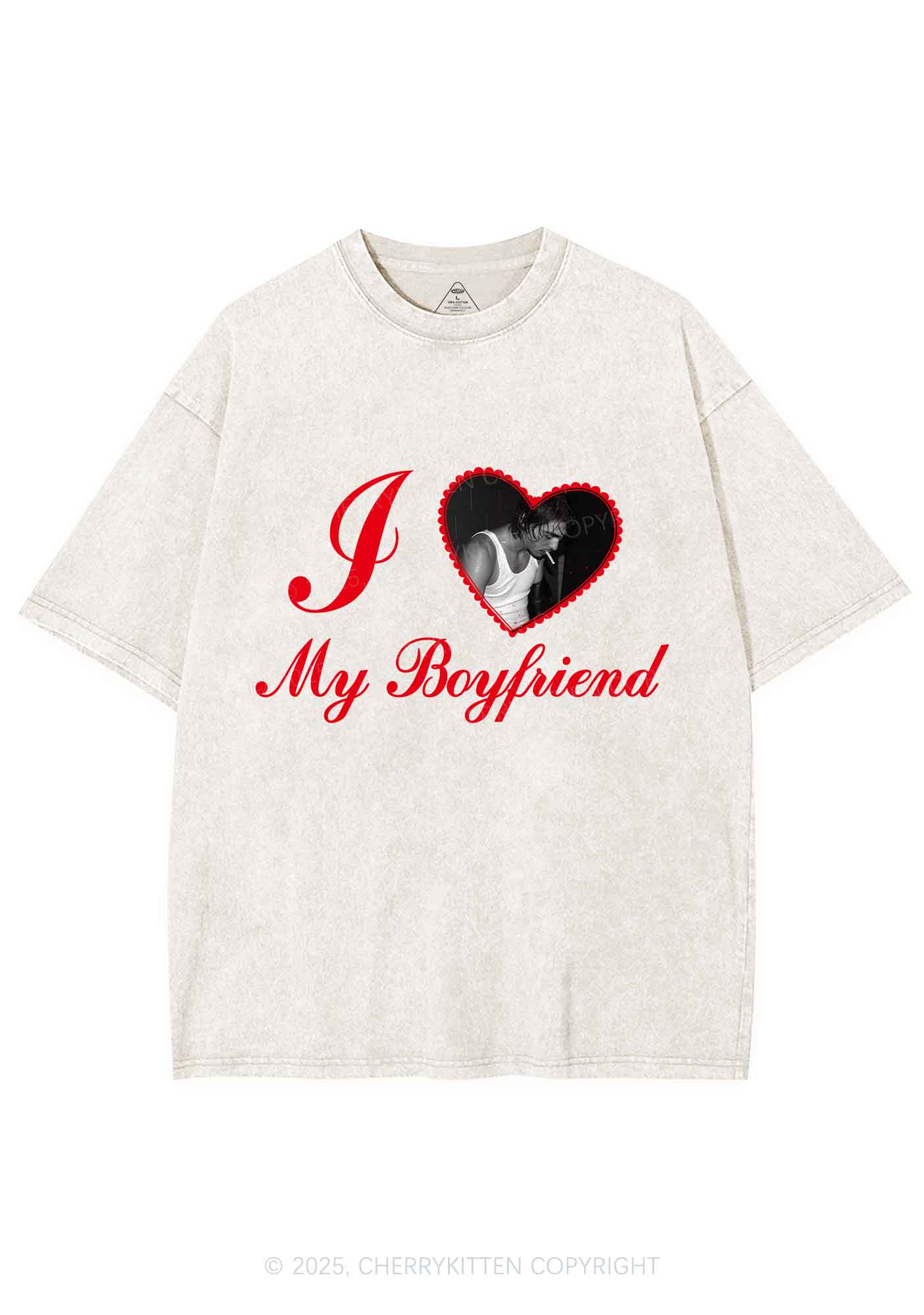 Custom Heart My Bf GF Y2K Shirts Washed Tee Cherrykitten