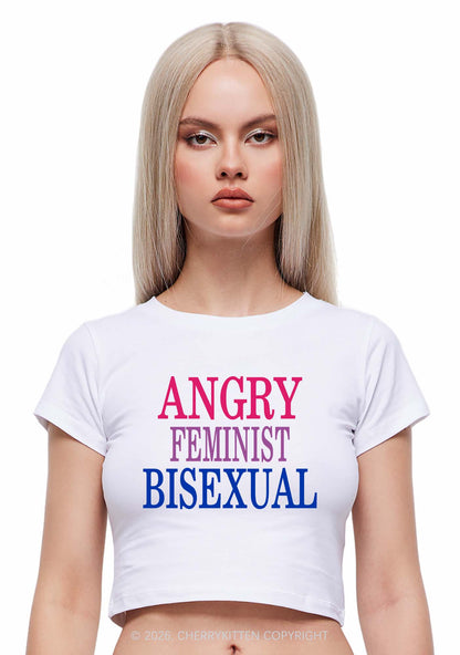 Angry Feminist Bisexual Pride Y2K Baby Tee Cherrykitten