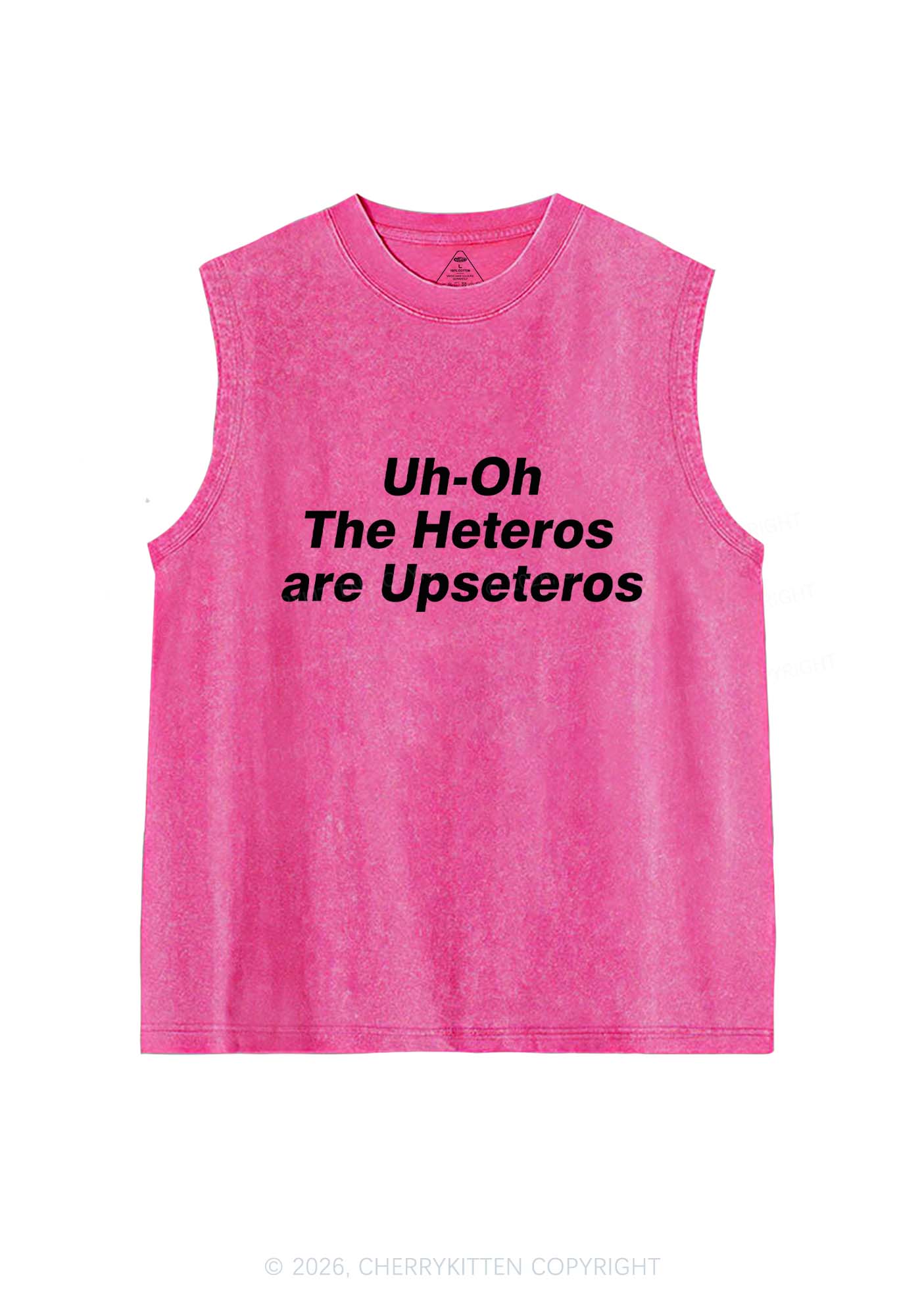 The Heteros Are Upseteros Pride Y2K Washed Muscle Tank Cherrykitten