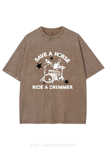 Save Horse Ride Drummer Y2K Shirts Washed Tee Cherrykitten