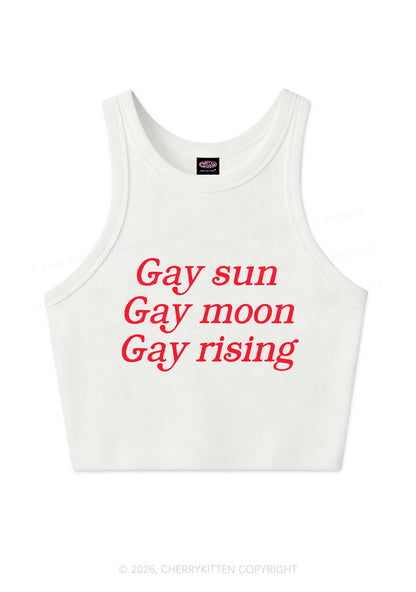Gay Sun Moon Rising Pride Y2K Crop Tank Top Cherrykitten