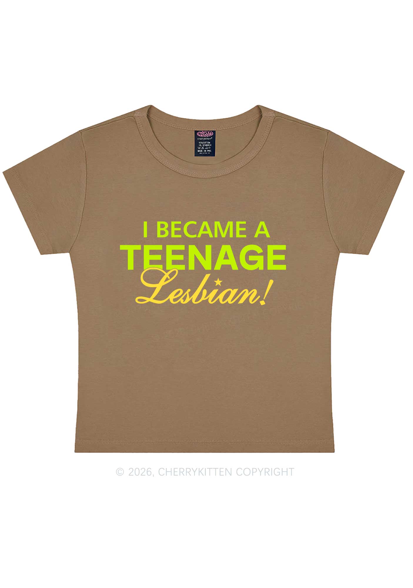 I Became A Teenage Lesbian Pride Y2K Baby Tee Cherrykitten