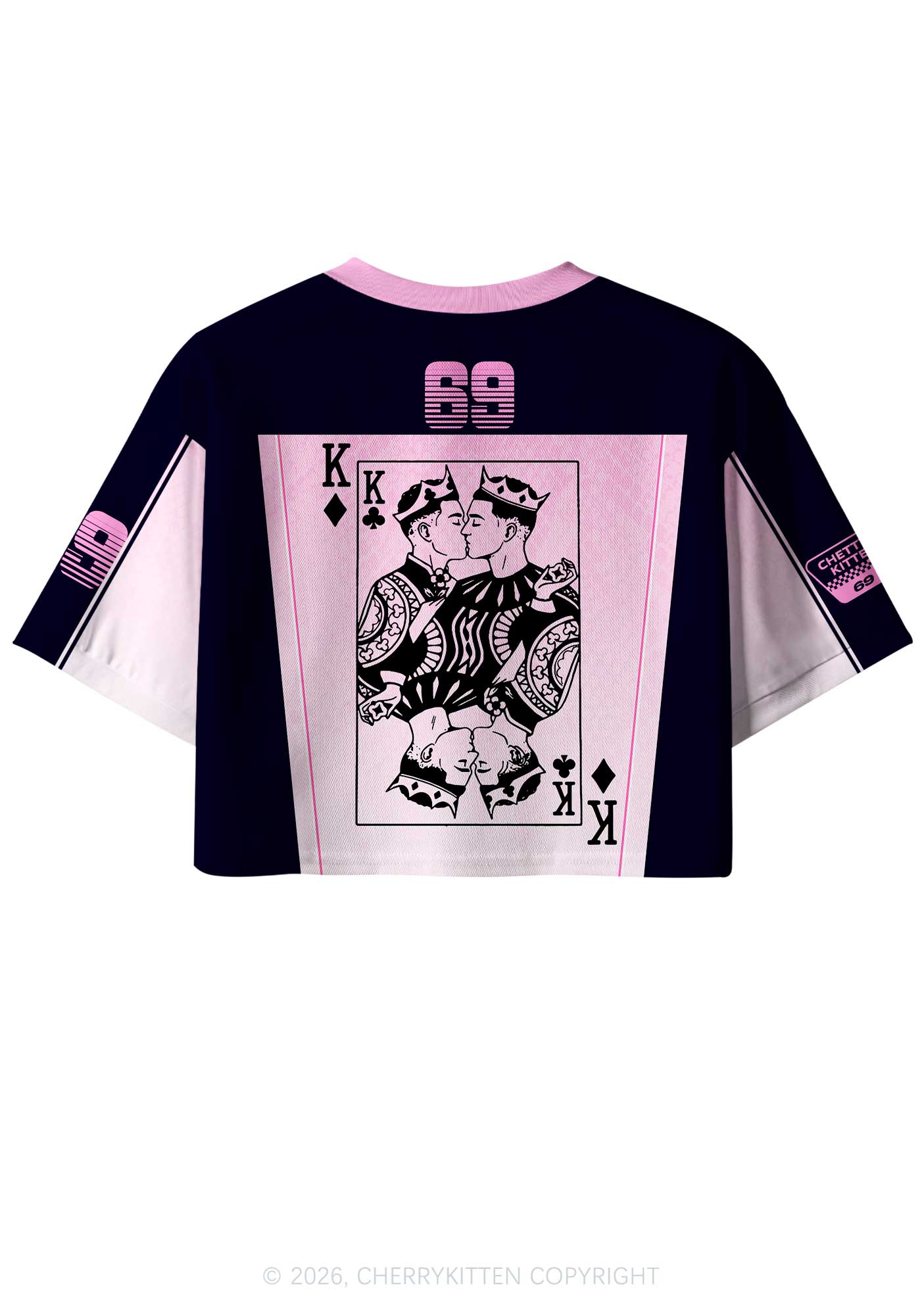 Pink Gradient Gay King Pride Y2K Crop Sport Jersey Shirts Cherrykitten