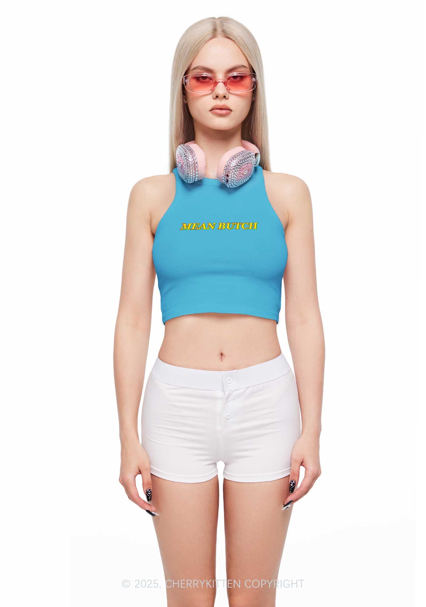 Mean Butch Pride Y2K Crop Tank Top Cherrykitten