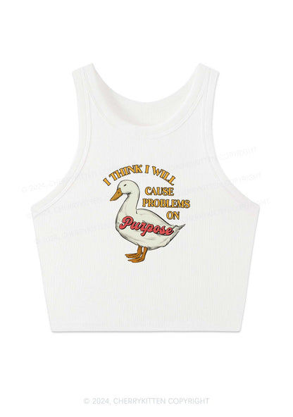 Cause Problems On Purpose Y2K Crop Tank Top Cherrykitten