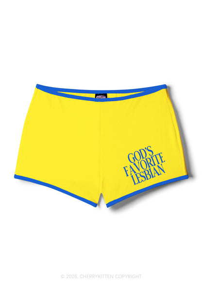 Gods Favorite Lesbian Pride Y2K Booty Shorts Cherrykitten