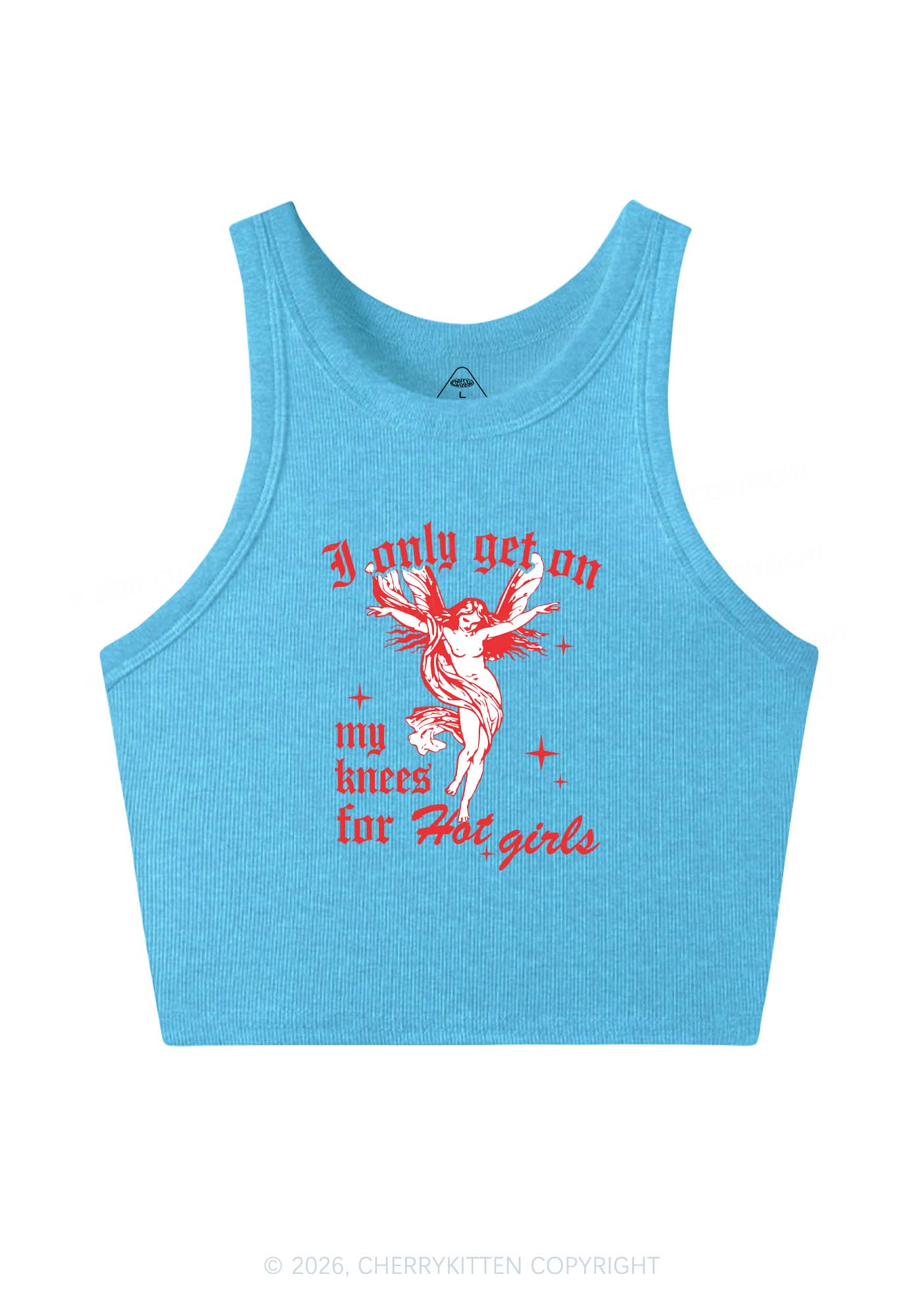 On My Knees For Hot Girls Pride Y2K Crop Tank Top Cherrykitten