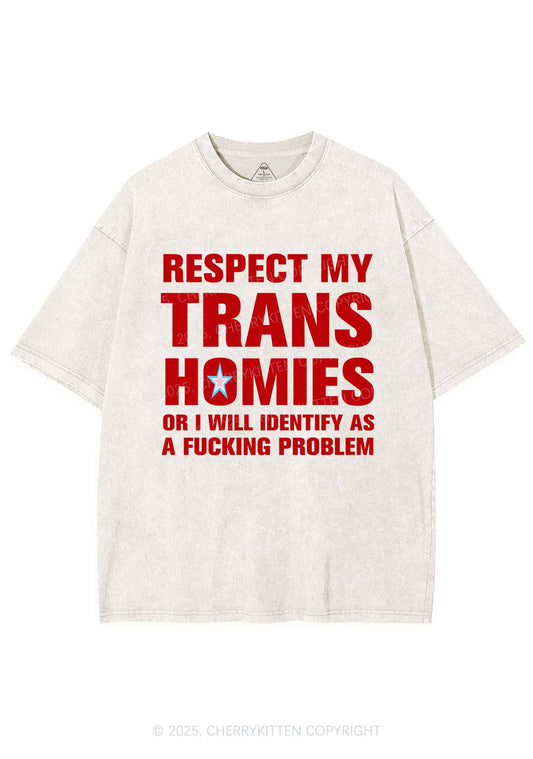 Respect My Trans Homies Y2K Shirts Washed Tee Cherrykitten