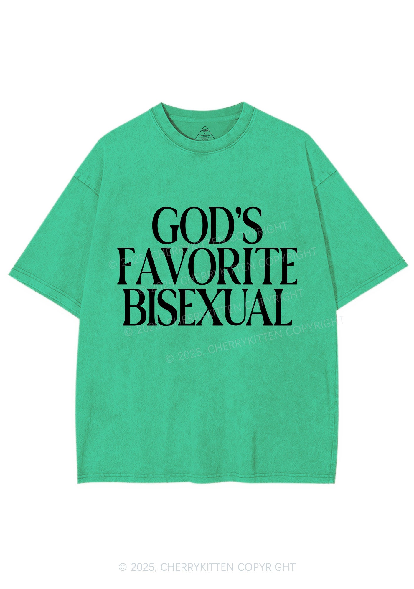 Gods Favorite Bisexual Pride Y2K Shirts Washed Tee Cherrykitten
