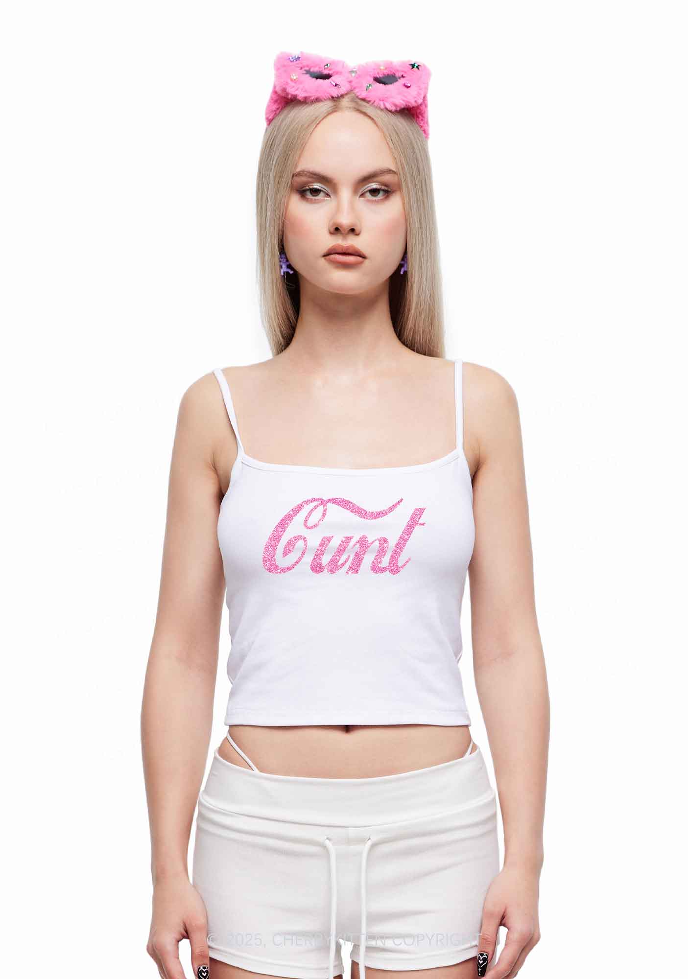 Glitter Special Cxxt Y2K Spaghetti Strap Cami Cherrykitten